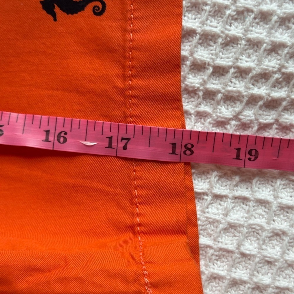 Merona Womens Shorts Size 4 Orange Seahorse Print Chino Flat Front Nautical - Picture 7 of 7
